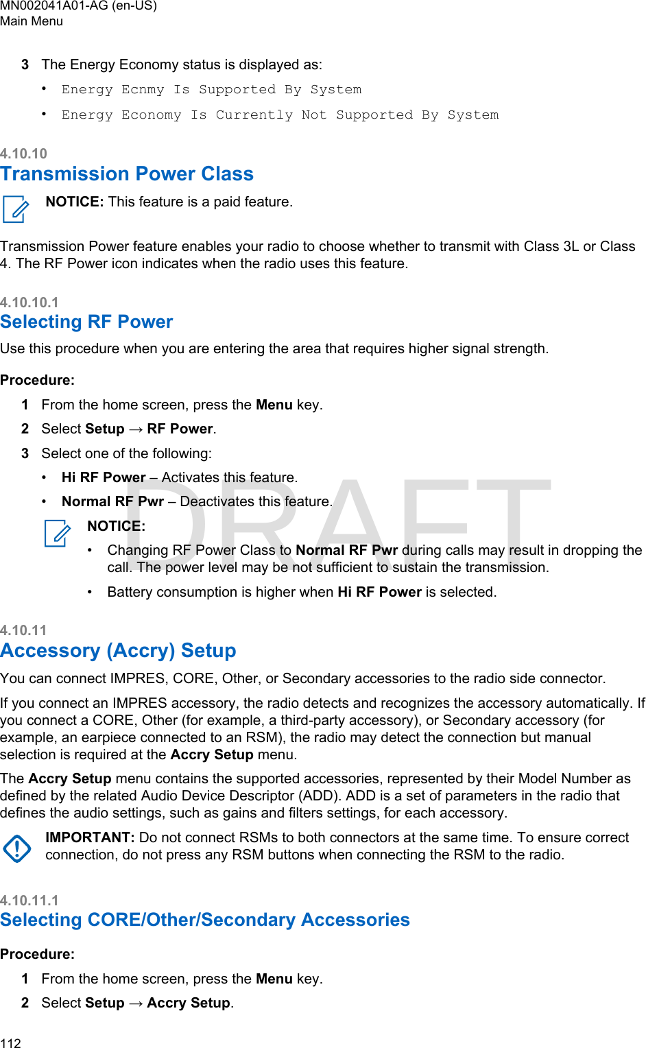 Page 112 of Motorola Solutions 89FT5877 2-way Portable Radio with BT and BLE User Manual MTP8550Ex  Feature User Guide