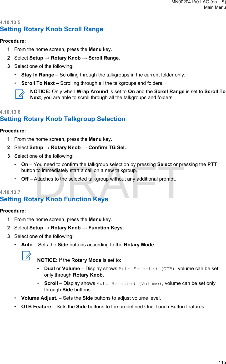 Page 115 of Motorola Solutions 89FT5877 2-way Portable Radio with BT and BLE User Manual MTP8550Ex  Feature User Guide