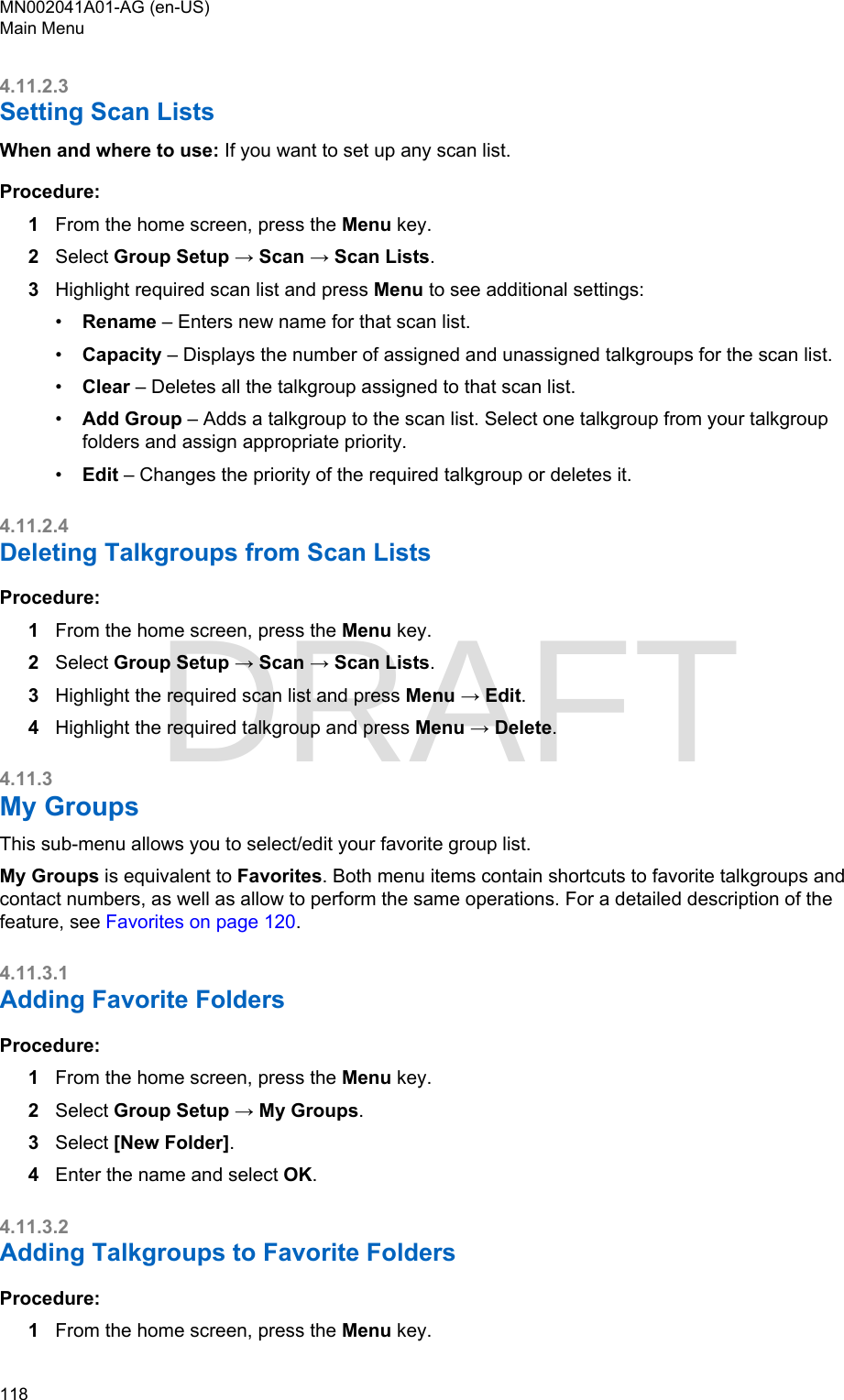 Page 118 of Motorola Solutions 89FT5877 2-way Portable Radio with BT and BLE User Manual MTP8550Ex  Feature User Guide