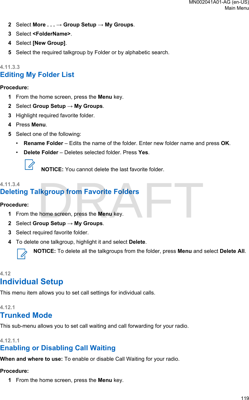 Page 119 of Motorola Solutions 89FT5877 2-way Portable Radio with BT and BLE User Manual MTP8550Ex  Feature User Guide