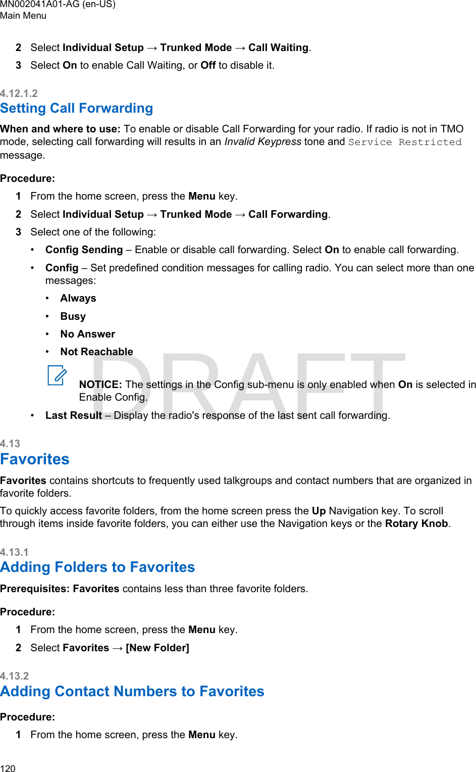 Page 120 of Motorola Solutions 89FT5877 2-way Portable Radio with BT and BLE User Manual MTP8550Ex  Feature User Guide