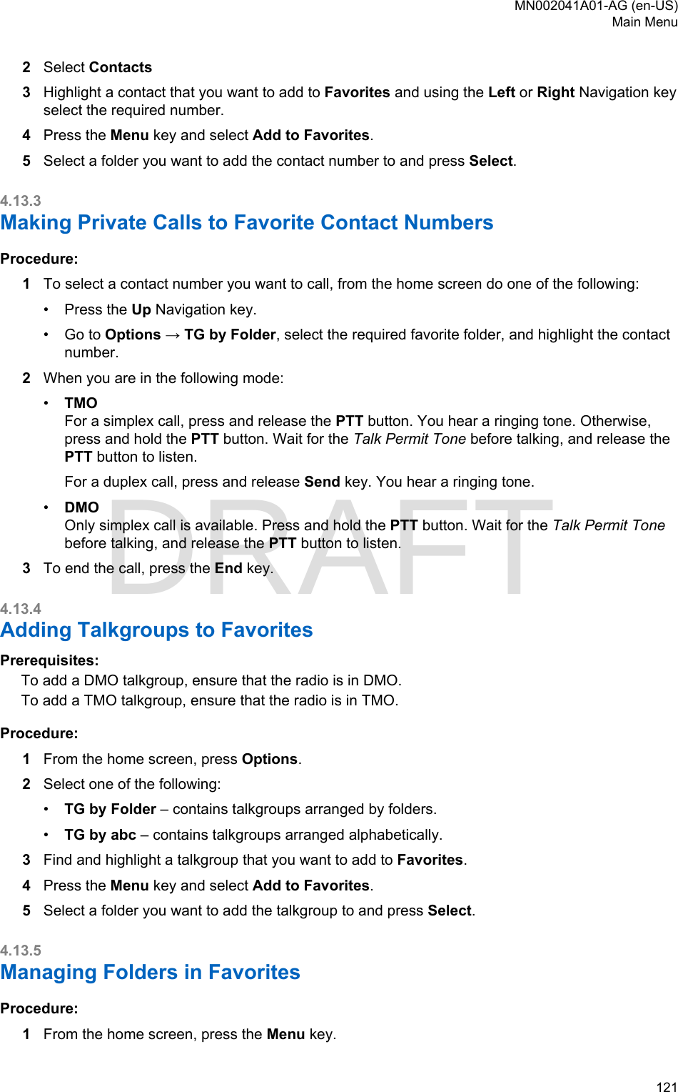 Page 121 of Motorola Solutions 89FT5877 2-way Portable Radio with BT and BLE User Manual MTP8550Ex  Feature User Guide