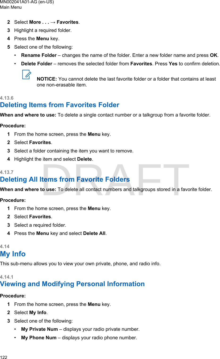 Page 122 of Motorola Solutions 89FT5877 2-way Portable Radio with BT and BLE User Manual MTP8550Ex  Feature User Guide