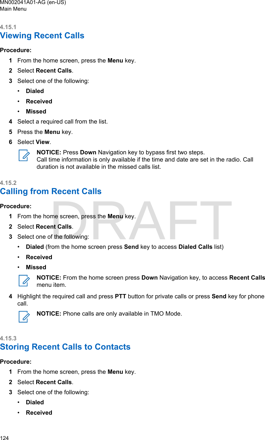 Page 124 of Motorola Solutions 89FT5877 2-way Portable Radio with BT and BLE User Manual MTP8550Ex  Feature User Guide