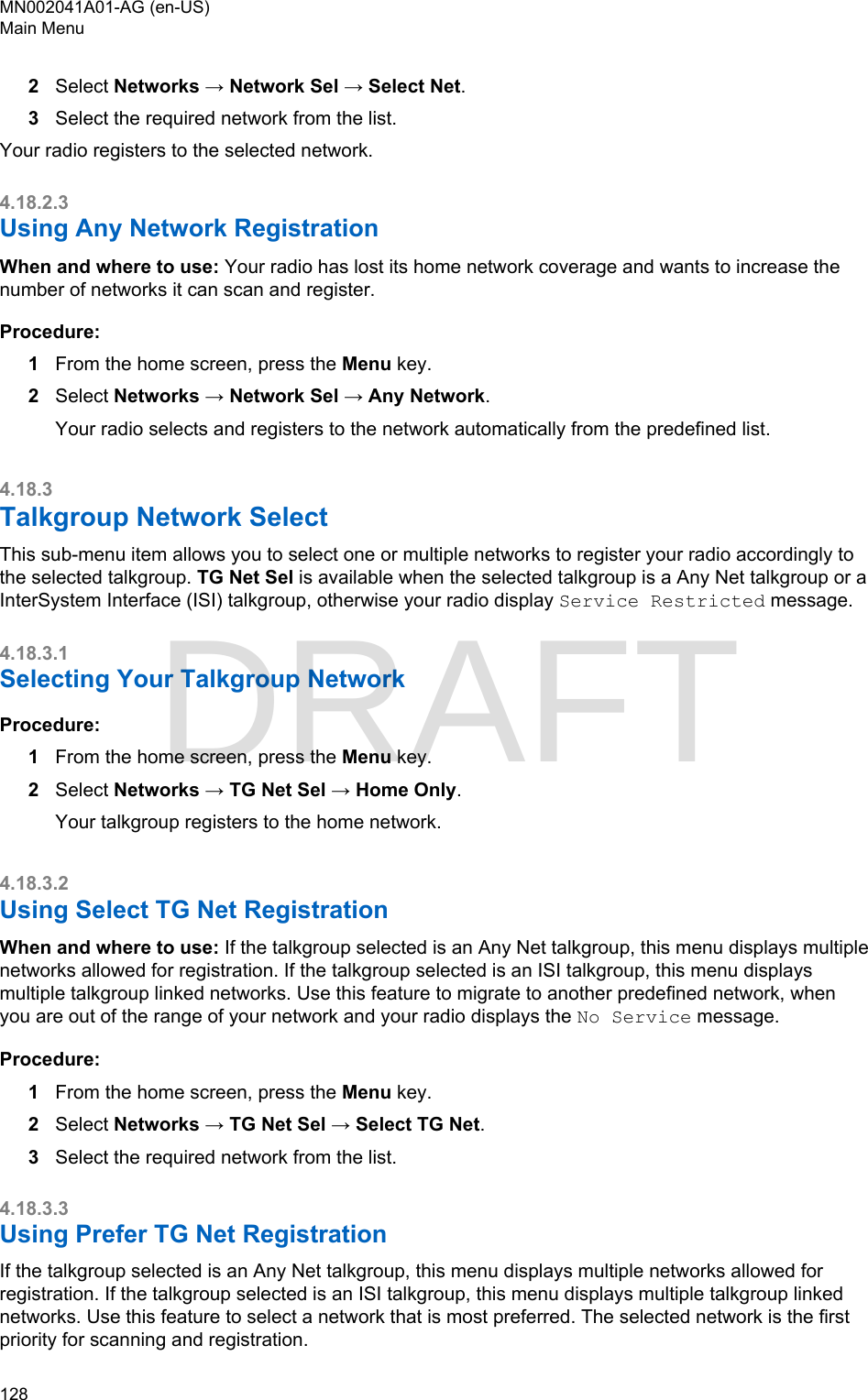 Page 128 of Motorola Solutions 89FT5877 2-way Portable Radio with BT and BLE User Manual MTP8550Ex  Feature User Guide