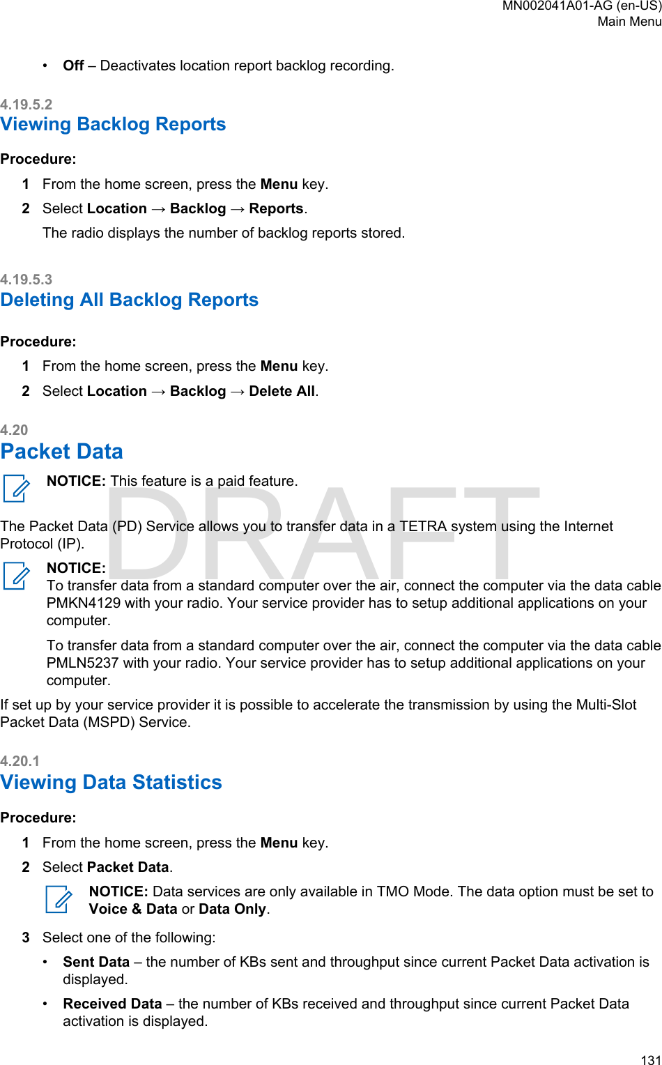 Page 131 of Motorola Solutions 89FT5877 2-way Portable Radio with BT and BLE User Manual MTP8550Ex  Feature User Guide