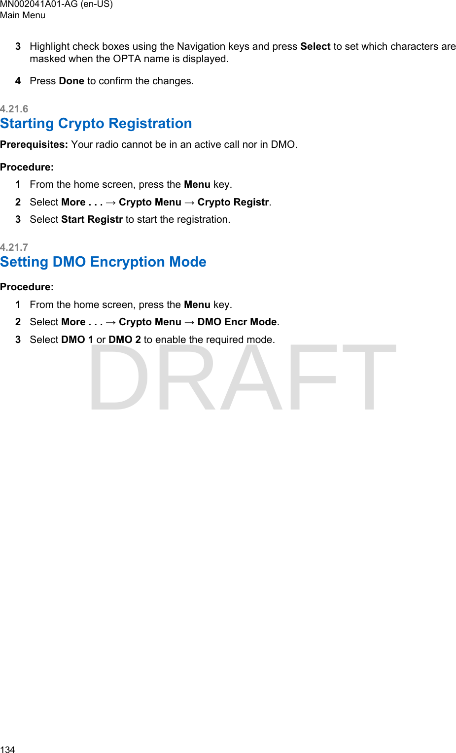 Page 134 of Motorola Solutions 89FT5877 2-way Portable Radio with BT and BLE User Manual MTP8550Ex  Feature User Guide