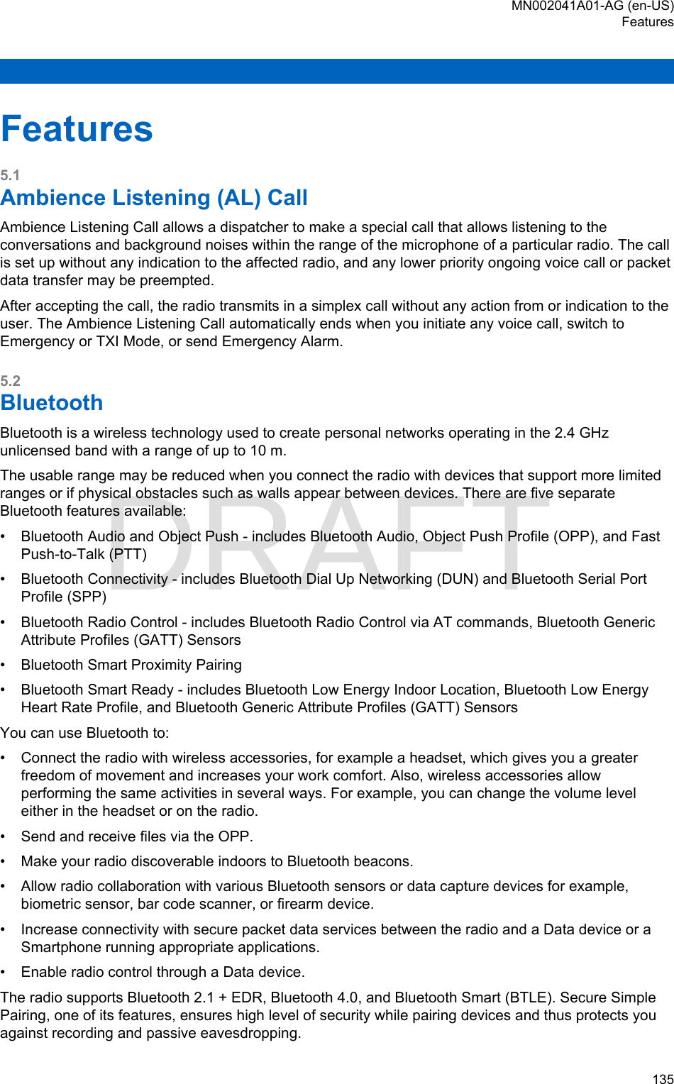 Page 135 of Motorola Solutions 89FT5877 2-way Portable Radio with BT and BLE User Manual MTP8550Ex  Feature User Guide