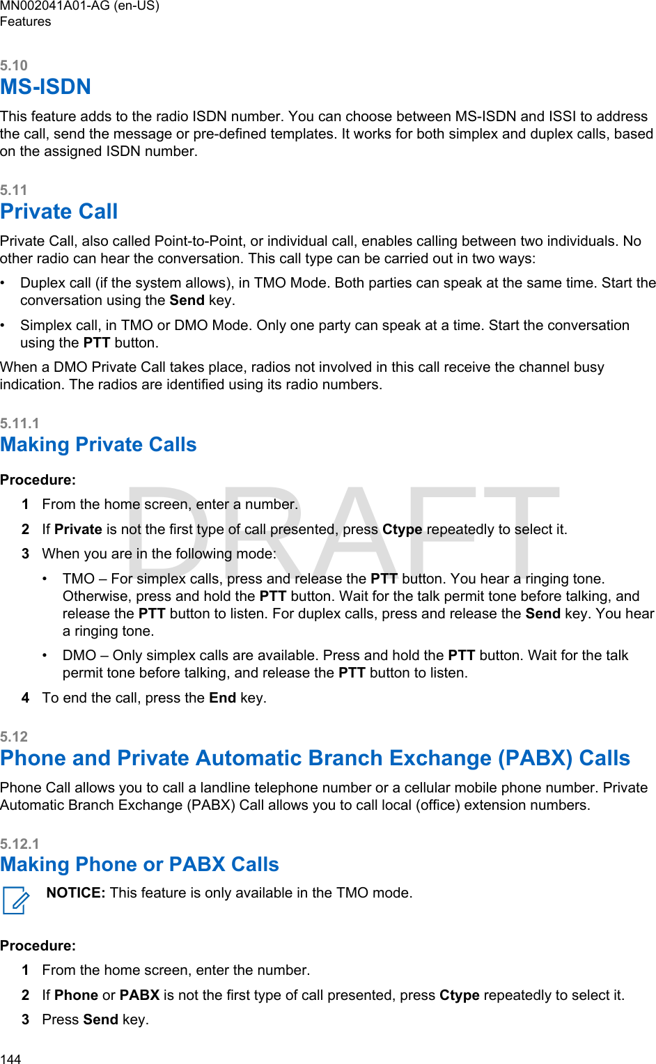 Page 144 of Motorola Solutions 89FT5877 2-way Portable Radio with BT and BLE User Manual MTP8550Ex  Feature User Guide