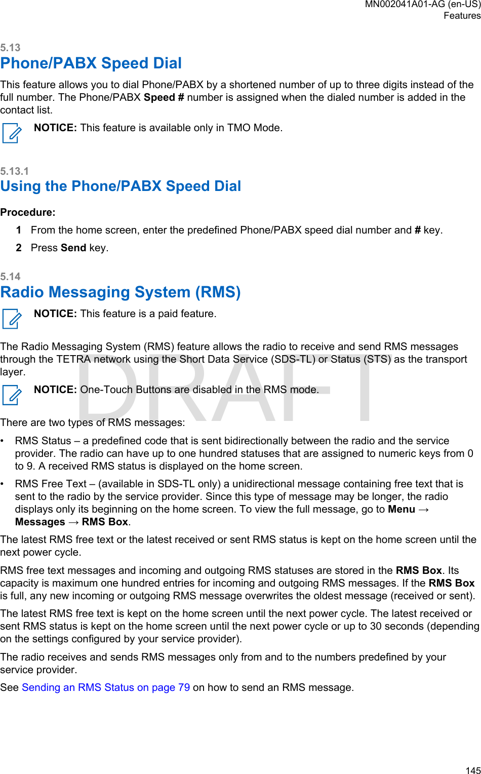 Page 145 of Motorola Solutions 89FT5877 2-way Portable Radio with BT and BLE User Manual MTP8550Ex  Feature User Guide