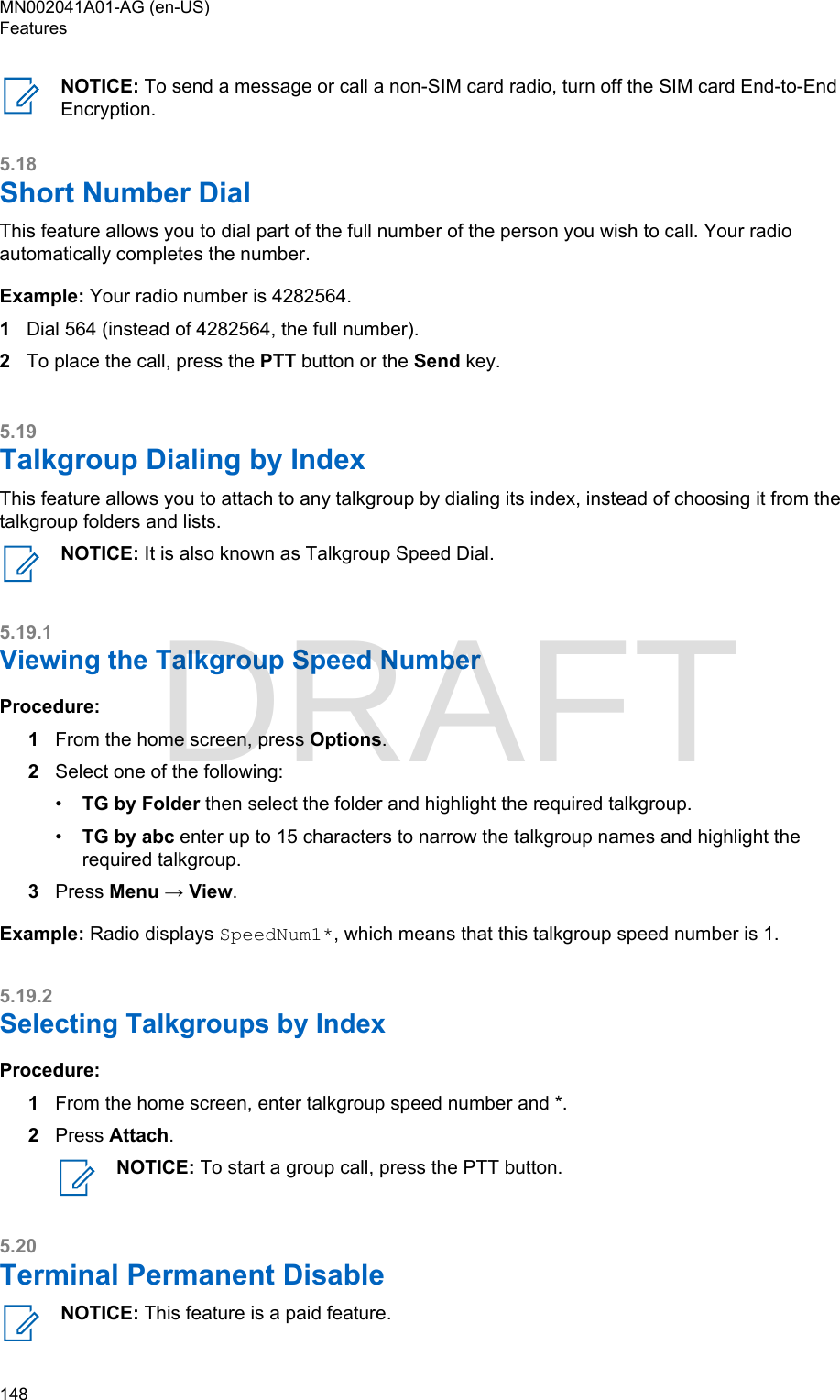 Page 148 of Motorola Solutions 89FT5877 2-way Portable Radio with BT and BLE User Manual MTP8550Ex  Feature User Guide