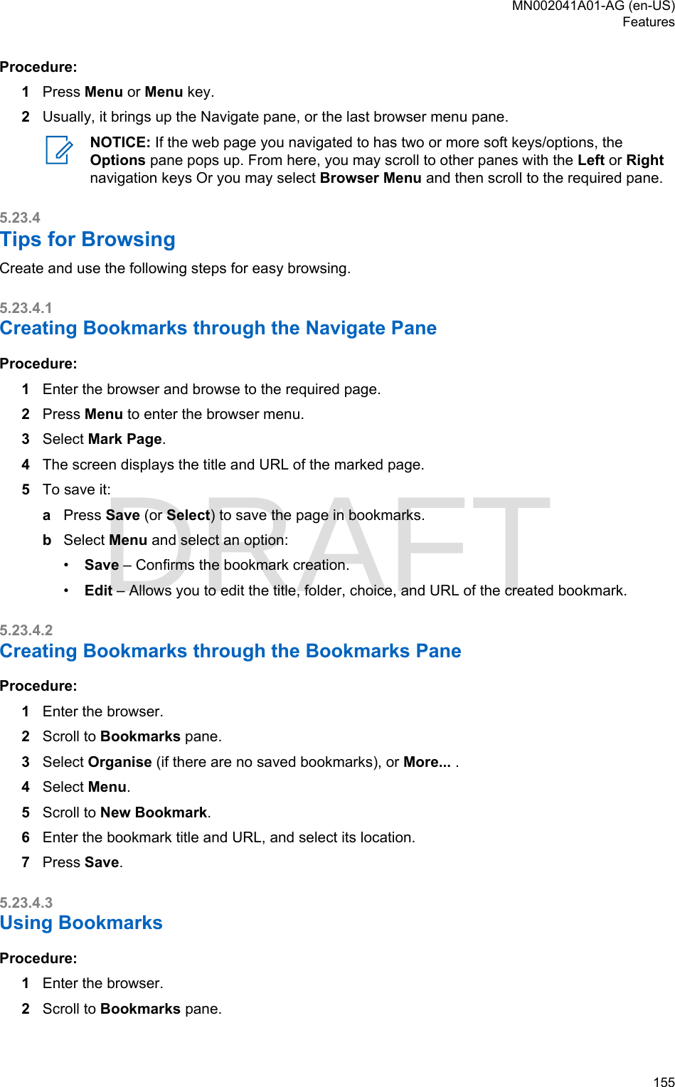 Page 155 of Motorola Solutions 89FT5877 2-way Portable Radio with BT and BLE User Manual MTP8550Ex  Feature User Guide