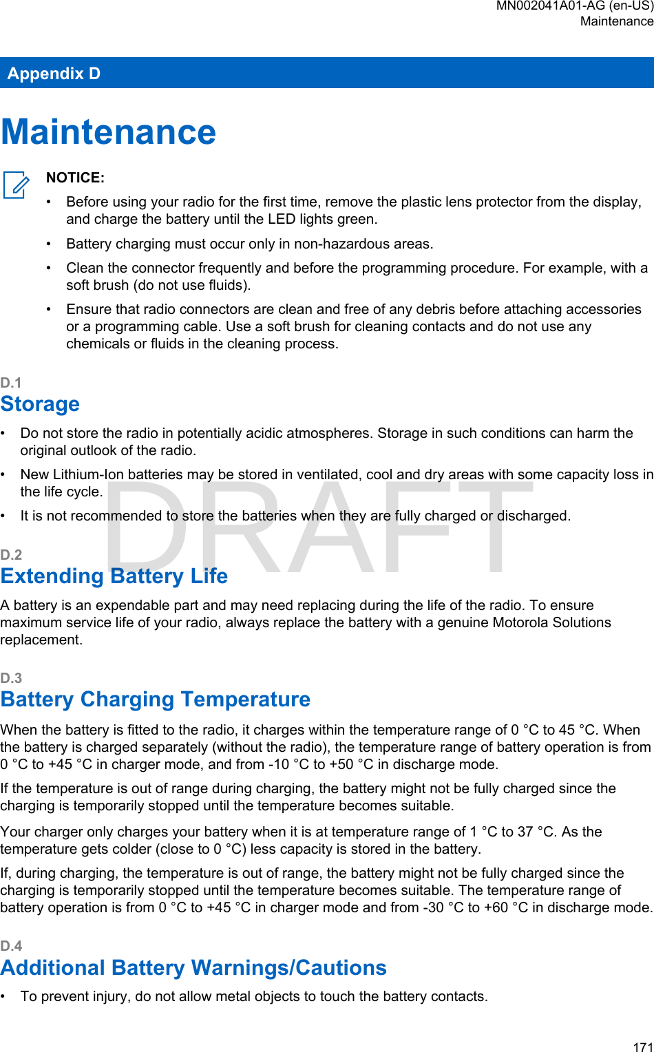 Page 171 of Motorola Solutions 89FT5877 2-way Portable Radio with BT and BLE User Manual MTP8550Ex  Feature User Guide