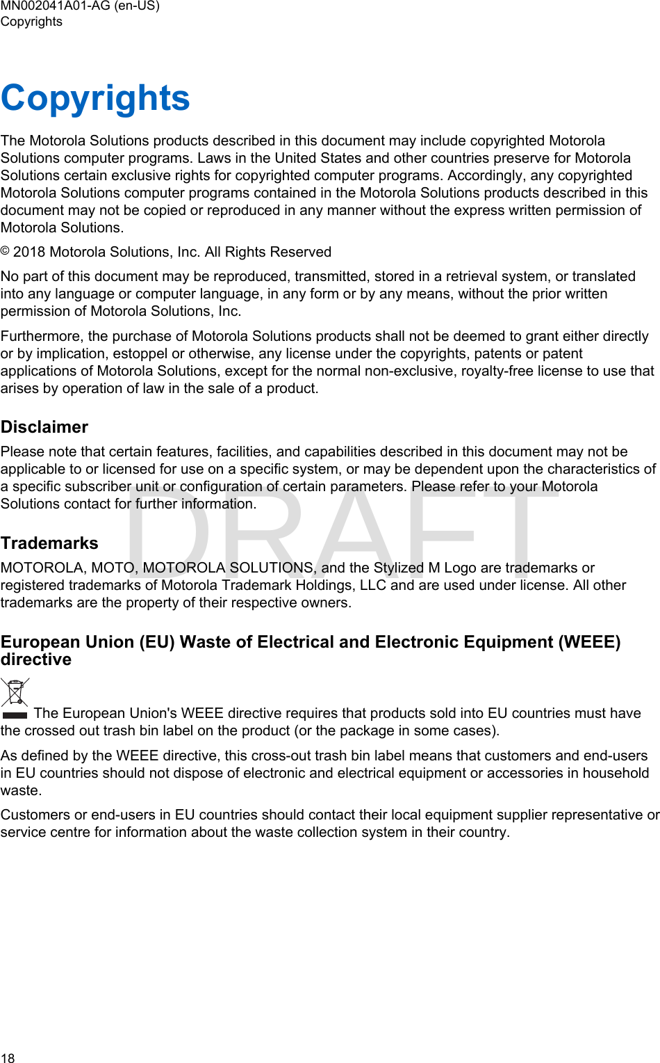 Page 18 of Motorola Solutions 89FT5877 2-way Portable Radio with BT and BLE User Manual MTP8550Ex  Feature User Guide