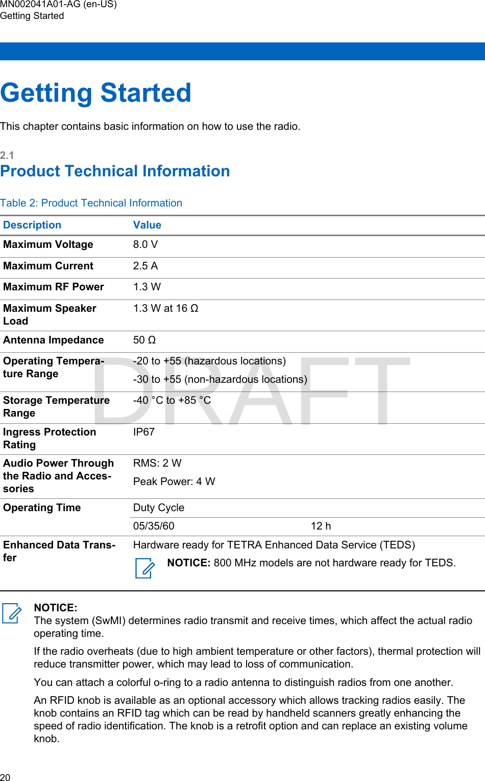 Page 20 of Motorola Solutions 89FT5877 2-way Portable Radio with BT and BLE User Manual MTP8550Ex  Feature User Guide