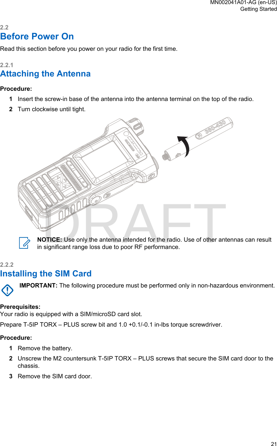 Page 21 of Motorola Solutions 89FT5877 2-way Portable Radio with BT and BLE User Manual MTP8550Ex  Feature User Guide