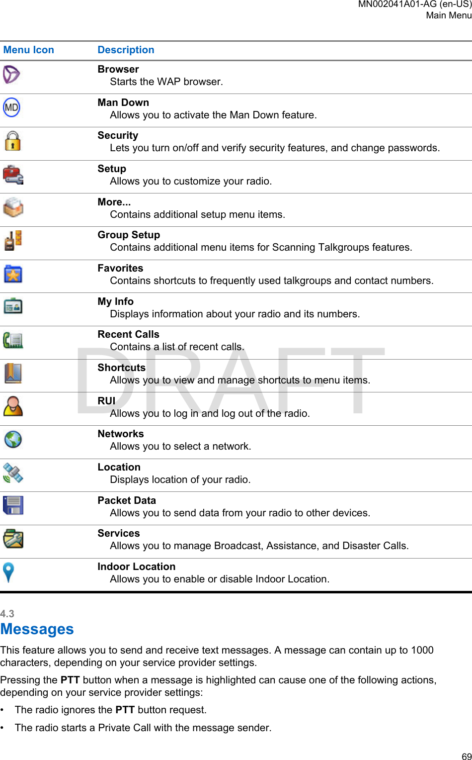 Page 69 of Motorola Solutions 89FT5877 2-way Portable Radio with BT and BLE User Manual MTP8550Ex  Feature User Guide