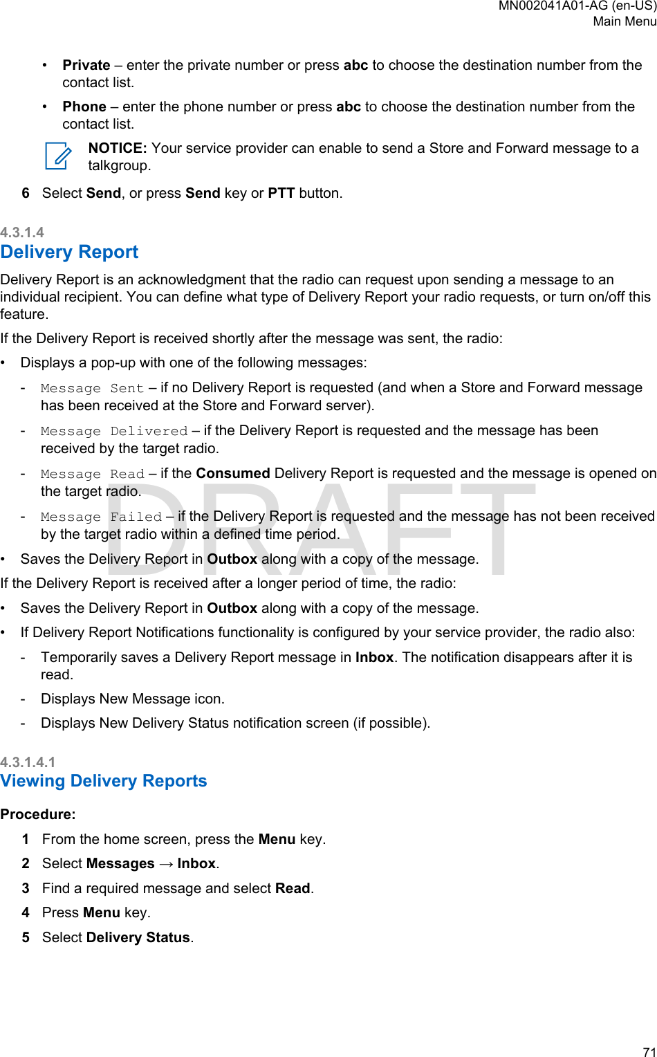 Page 71 of Motorola Solutions 89FT5877 2-way Portable Radio with BT and BLE User Manual MTP8550Ex  Feature User Guide