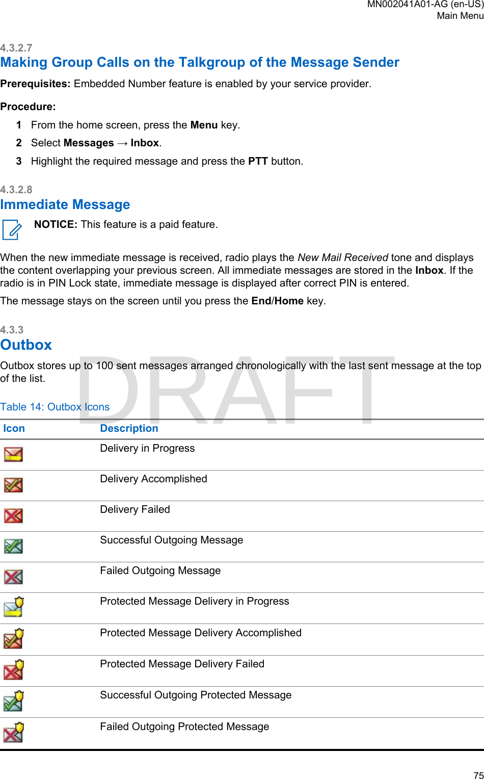 Page 75 of Motorola Solutions 89FT5877 2-way Portable Radio with BT and BLE User Manual MTP8550Ex  Feature User Guide