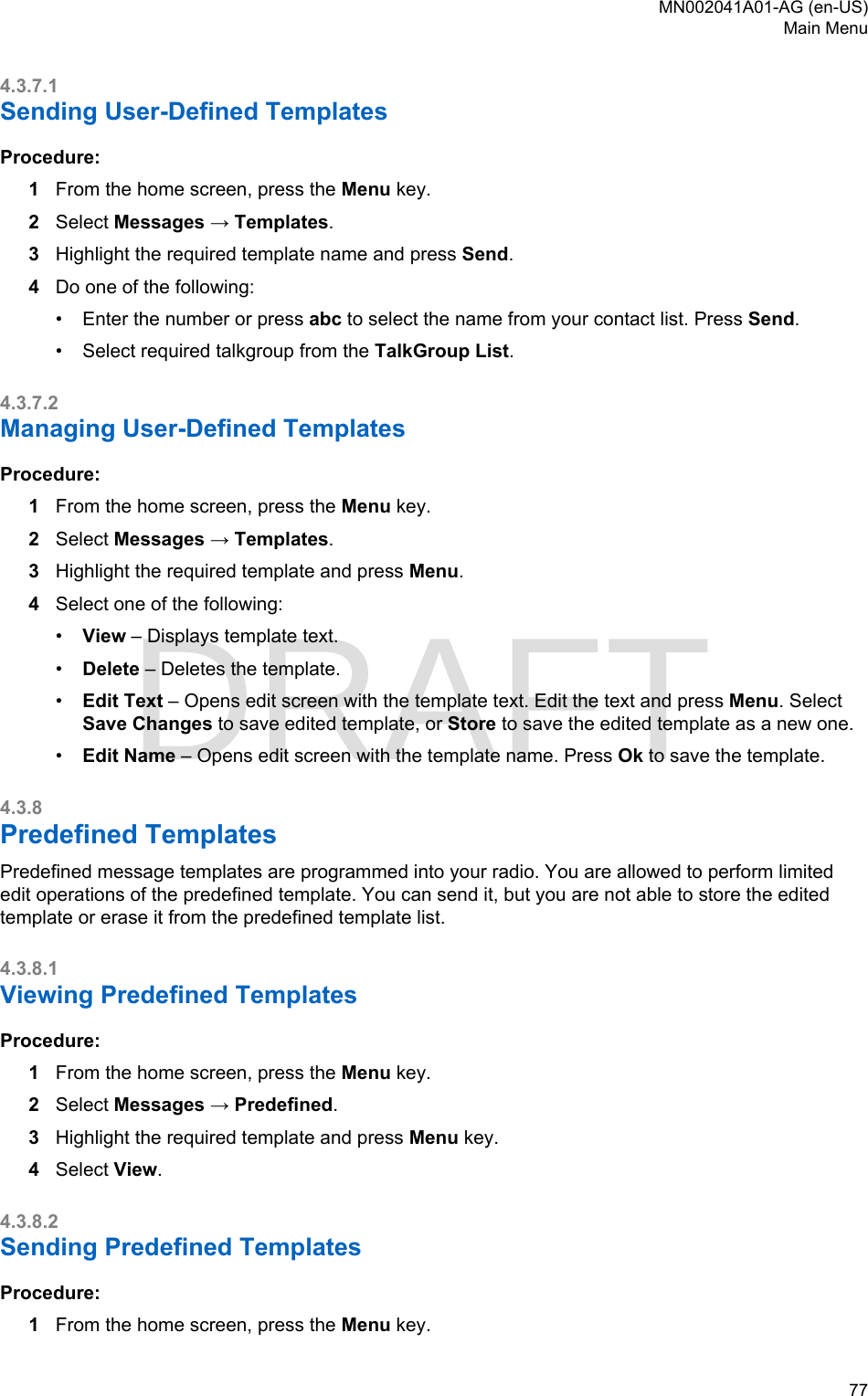 Page 77 of Motorola Solutions 89FT5877 2-way Portable Radio with BT and BLE User Manual MTP8550Ex  Feature User Guide