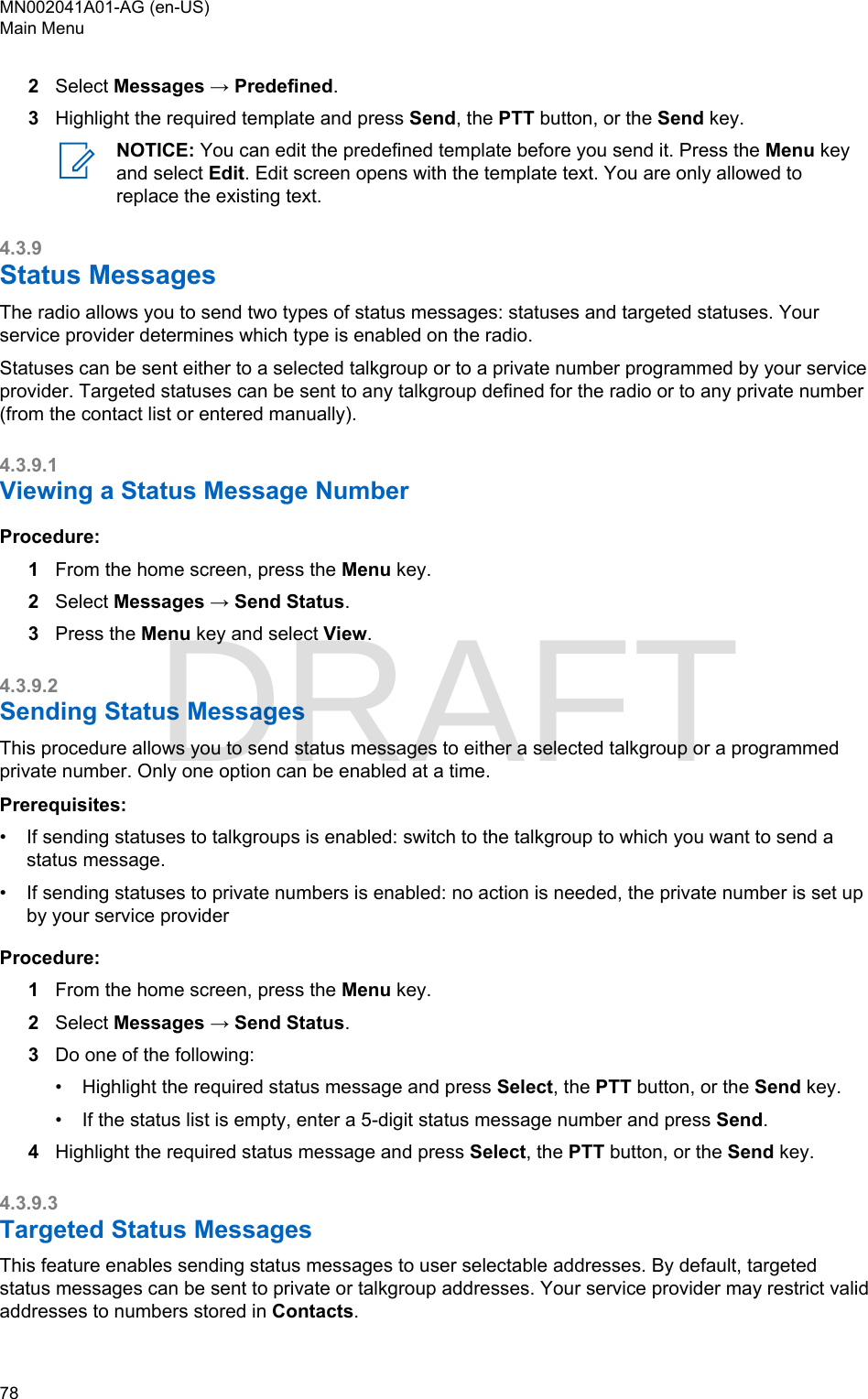 Page 78 of Motorola Solutions 89FT5877 2-way Portable Radio with BT and BLE User Manual MTP8550Ex  Feature User Guide