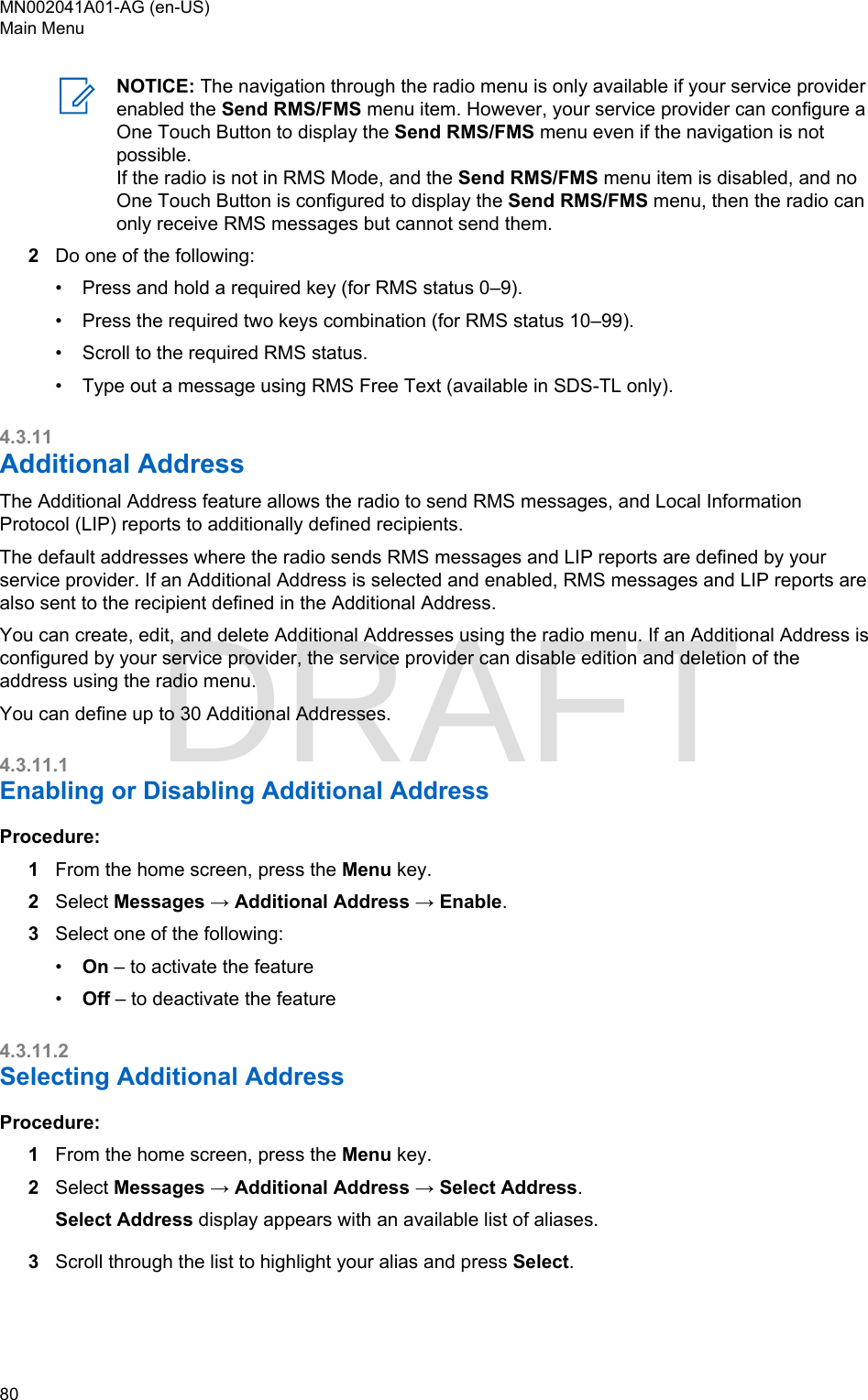 Page 80 of Motorola Solutions 89FT5877 2-way Portable Radio with BT and BLE User Manual MTP8550Ex  Feature User Guide