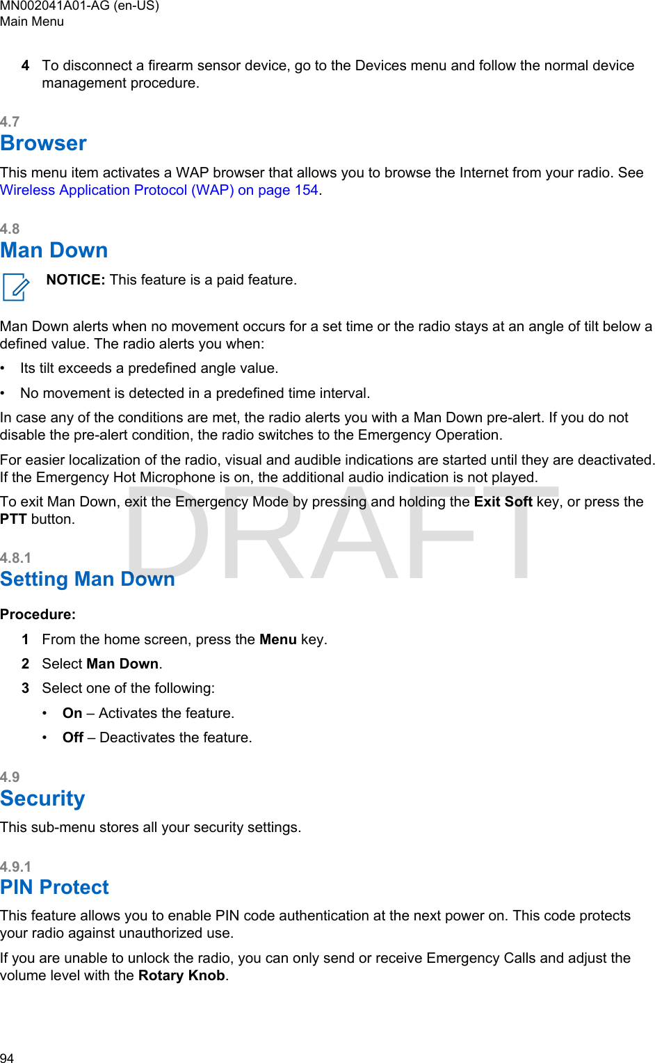 Page 94 of Motorola Solutions 89FT5877 2-way Portable Radio with BT and BLE User Manual MTP8550Ex  Feature User Guide