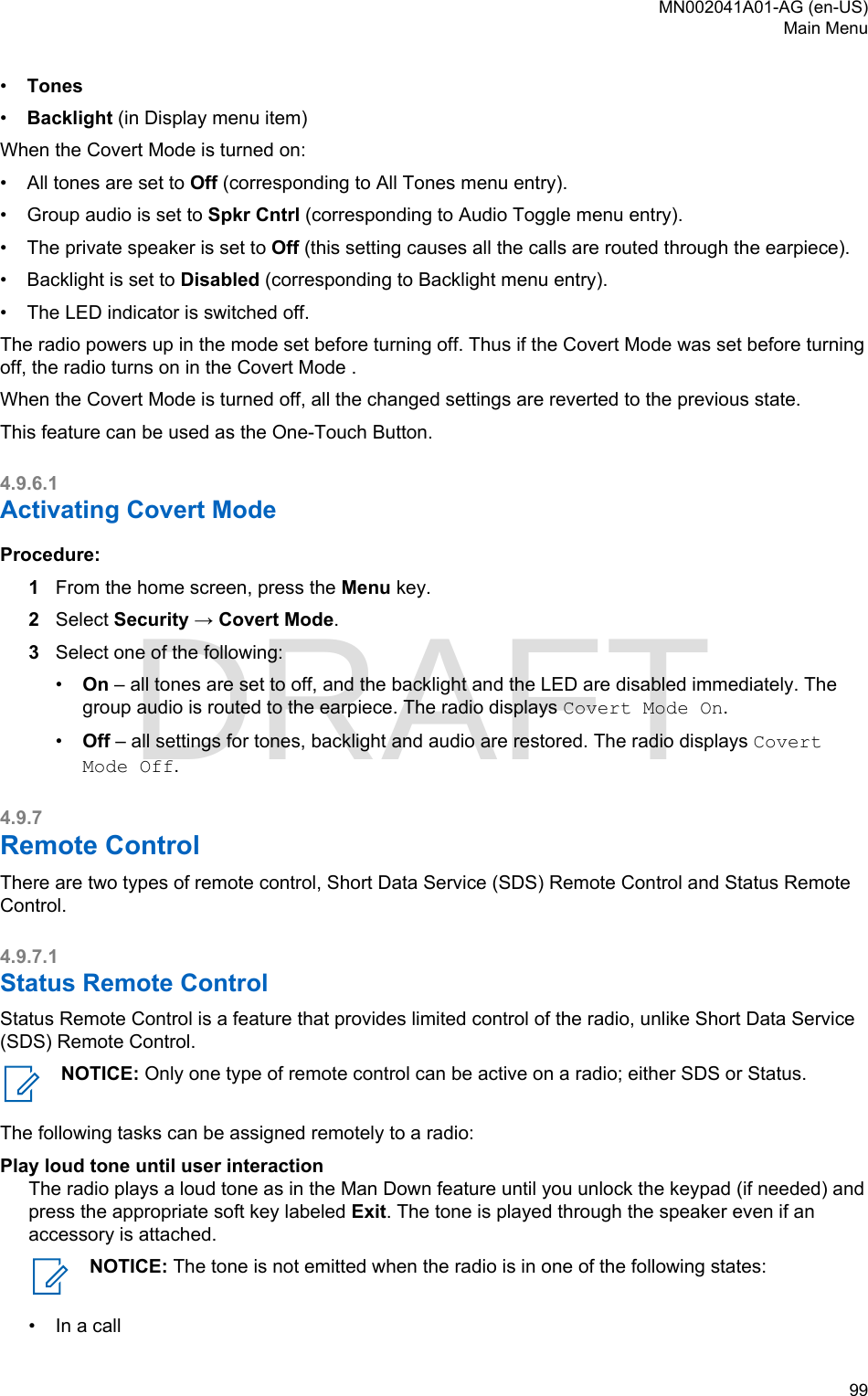 Page 99 of Motorola Solutions 89FT5877 2-way Portable Radio with BT and BLE User Manual MTP8550Ex  Feature User Guide