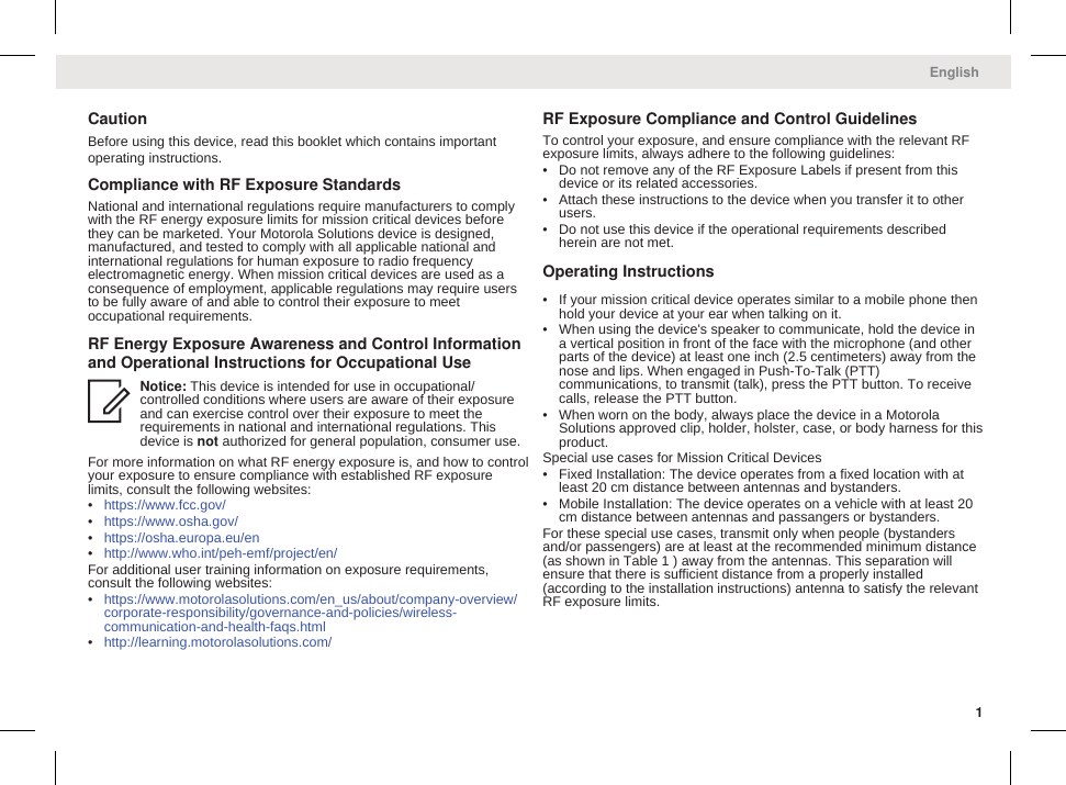 Page 3 of Motorola Solutions 89FT5877 2-way Portable Radio with BT and BLE User Manual III