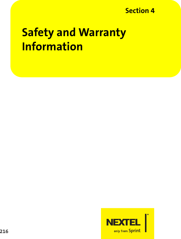 216Section 4Safety and Warranty Information