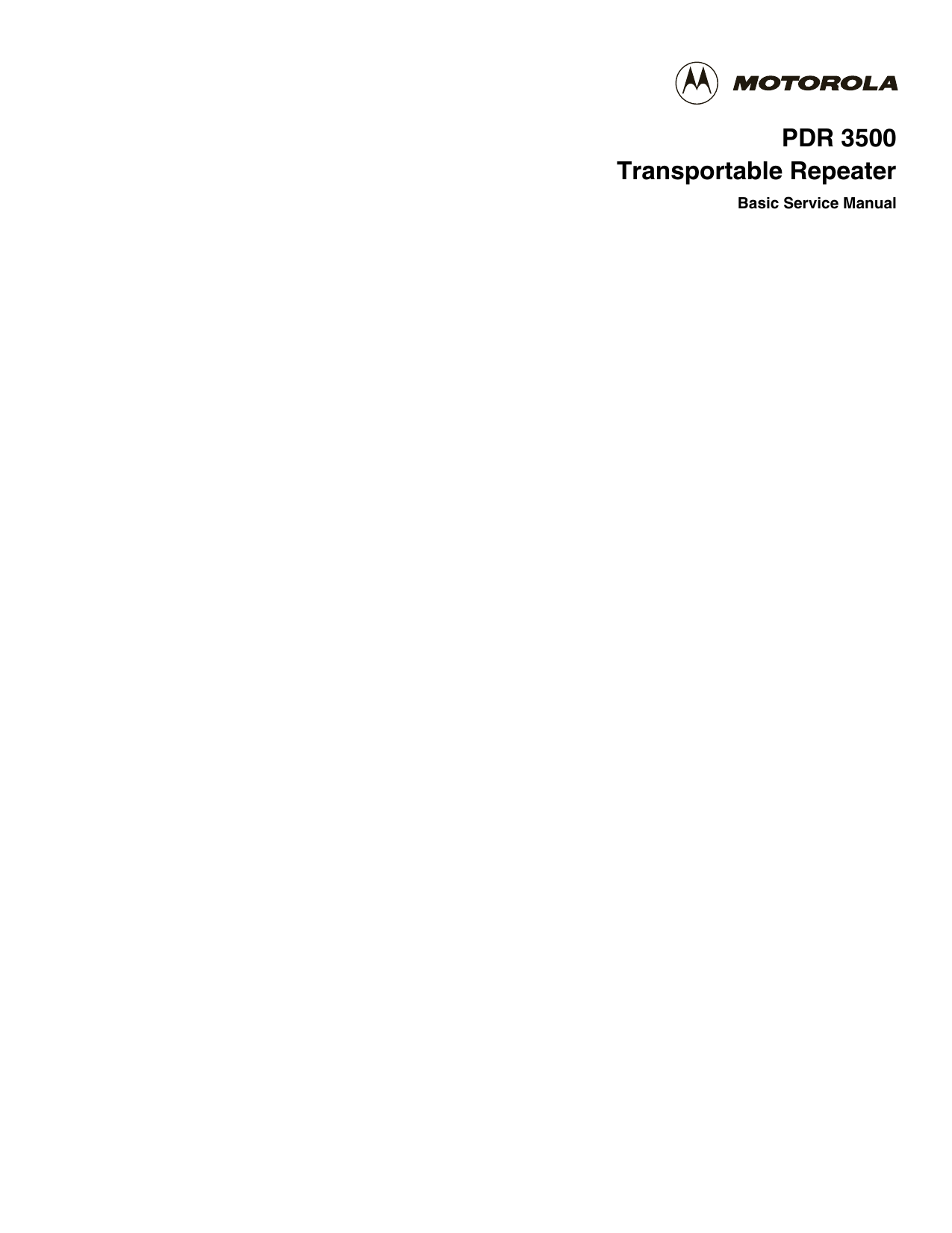  1  PDR 3500Transportable Repeater Basic Service Manual