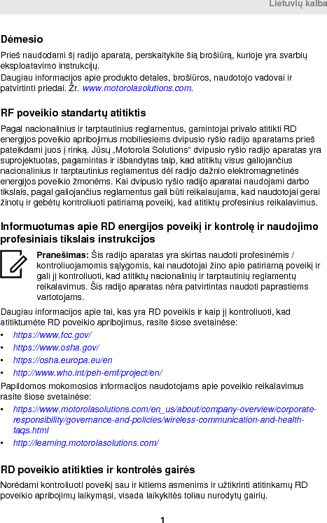 Page 91 of Motorola Solutions 92FT7102 Ultra Portable LTE Infrastructure User Manual Safety booklet