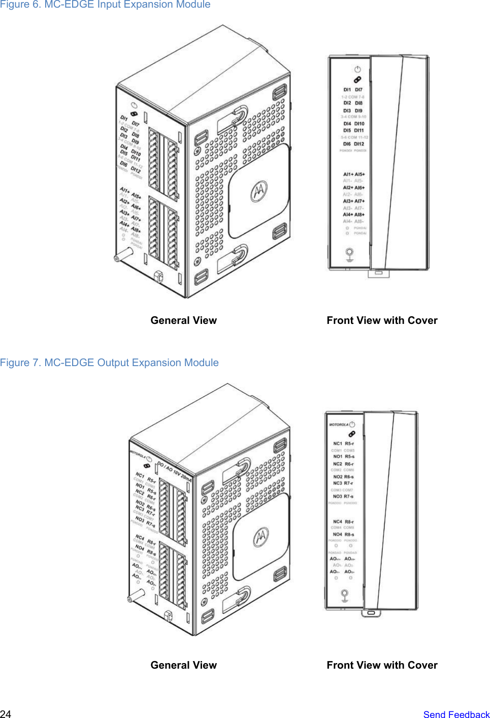   Figure 6. MC-EDGE Input Expansion Module   General View Front View with Cover  Figure 7. MC-EDGE Output Expansion Module   General View Front View with Cover  24   Send Feedback  