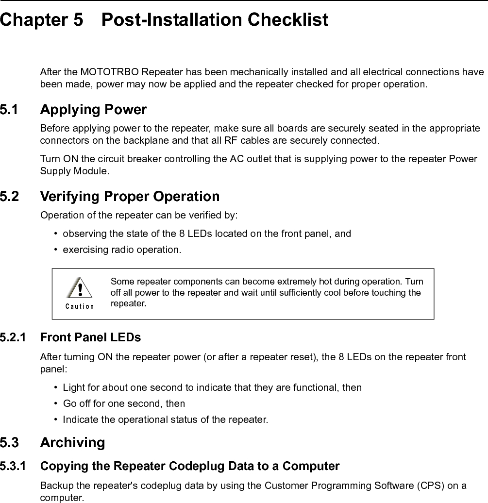 5-2 Post-Installation Checklist Notes