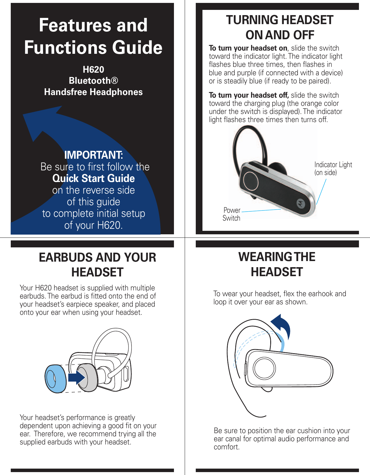 Page 4 of 6 - Motorola Motorola-6809518A57-A-Users-Manual- H620 Bluetooth Headset Quick Start Guide  Motorola-6809518a57-a-users-manual