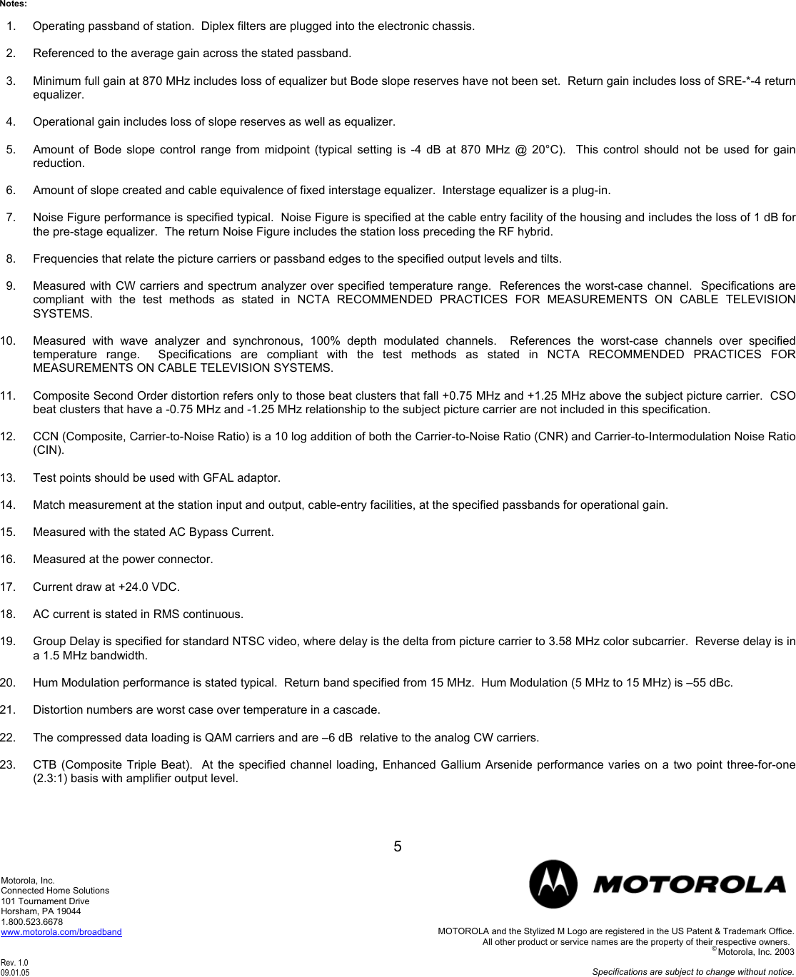 Page 5 of 9 - Motorola Motorola-Ble87-Users-Manual BLE_Catalog_Specifications_9-1-05