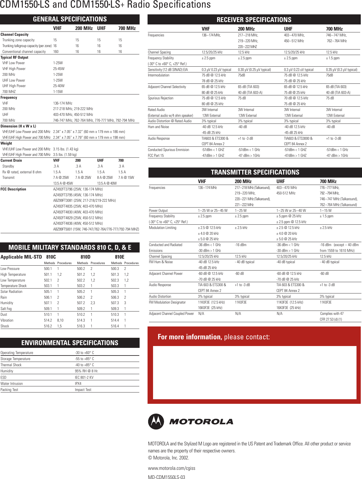 Page 5 of 5 - Motorola Motorola-Cdm1550-Ls-Users-Manual- CDM1550 Brochure NEW Motorola-cdm1550-ls-users-manual
