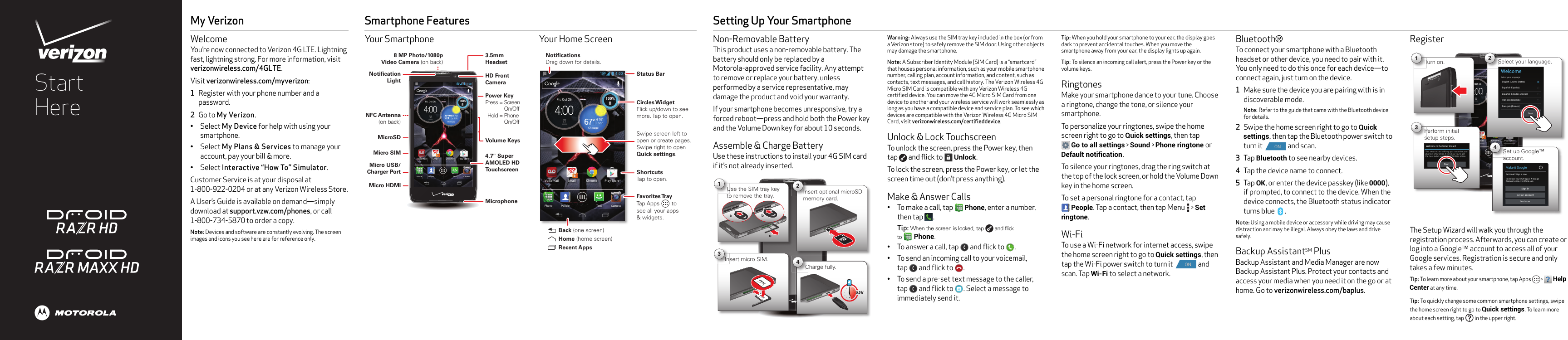 Motorola Droid Razr Hd Quick Start Guide Verizon And MAXX Getting Started