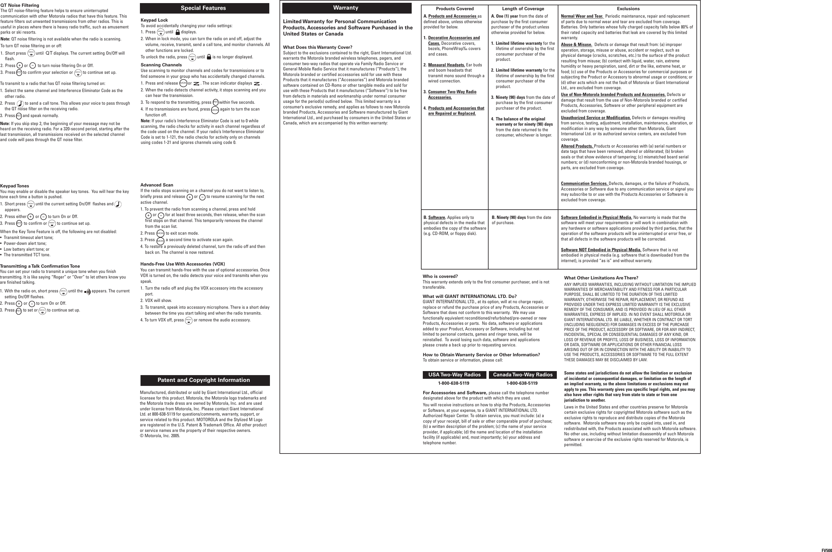 Page 2 of 2 - Motorola Motorola-Fv500-Users-Manual- Print  Motorola-fv500-users-manual