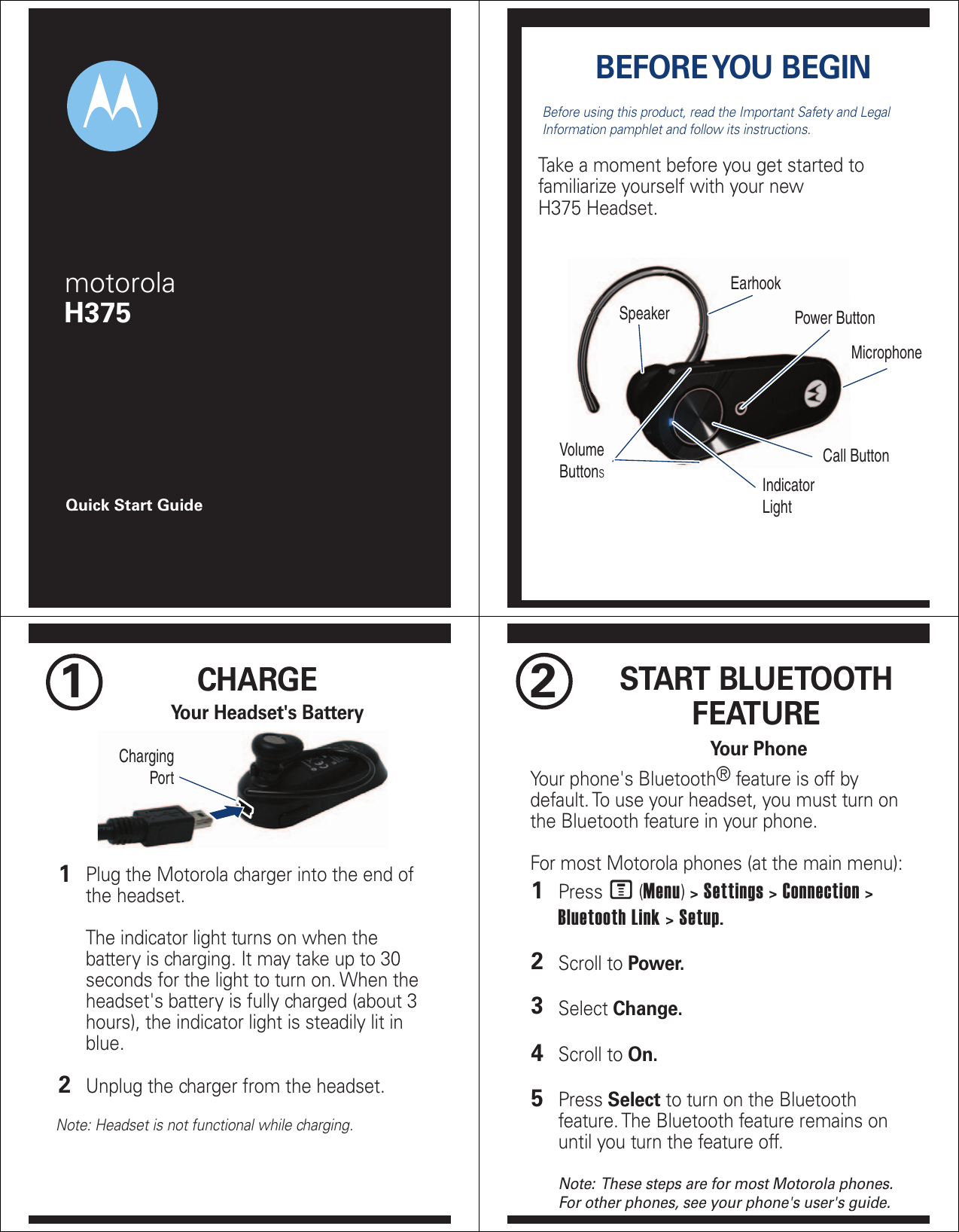 Motorola H375 Users Manual