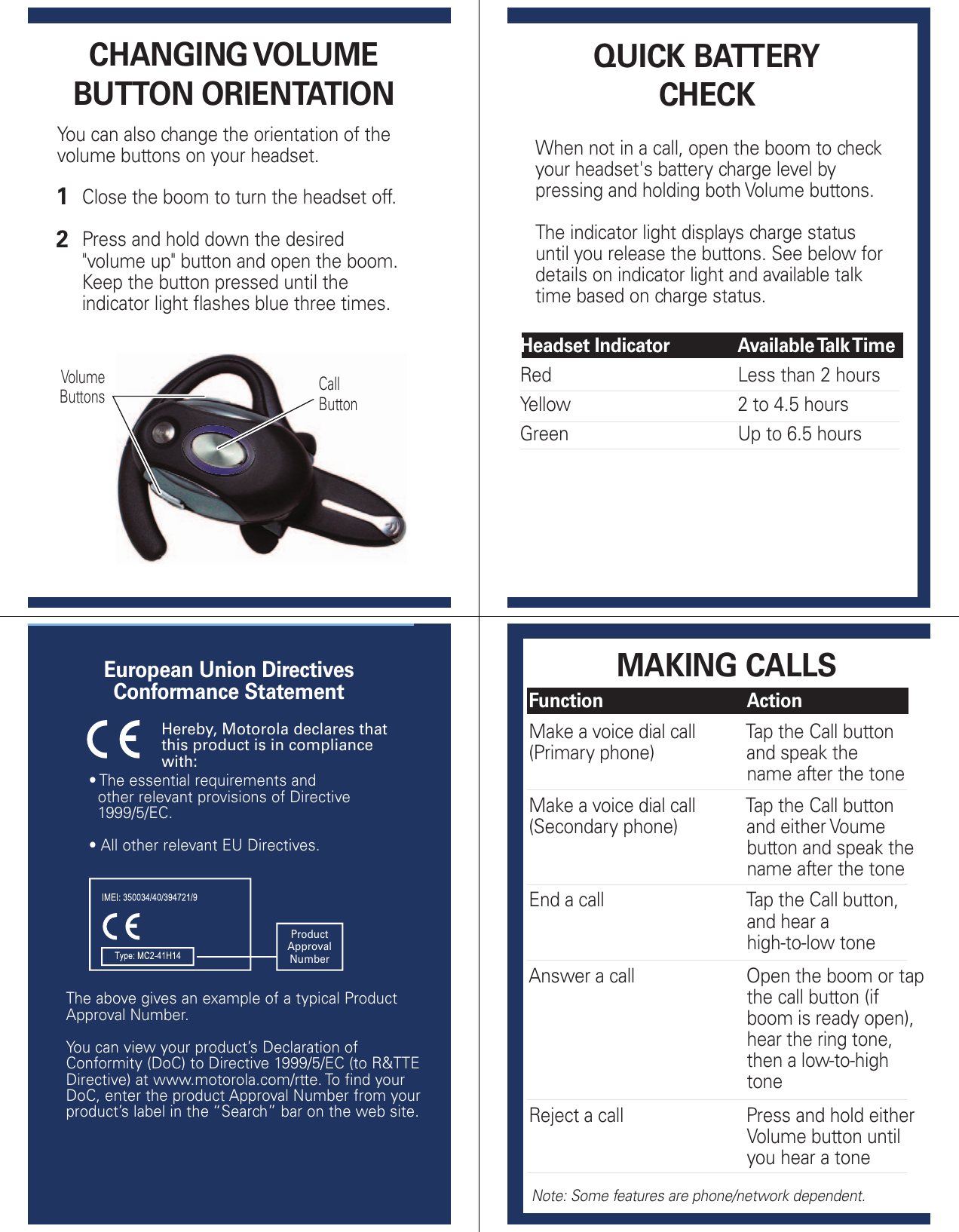 Motorola H710 Users Manual