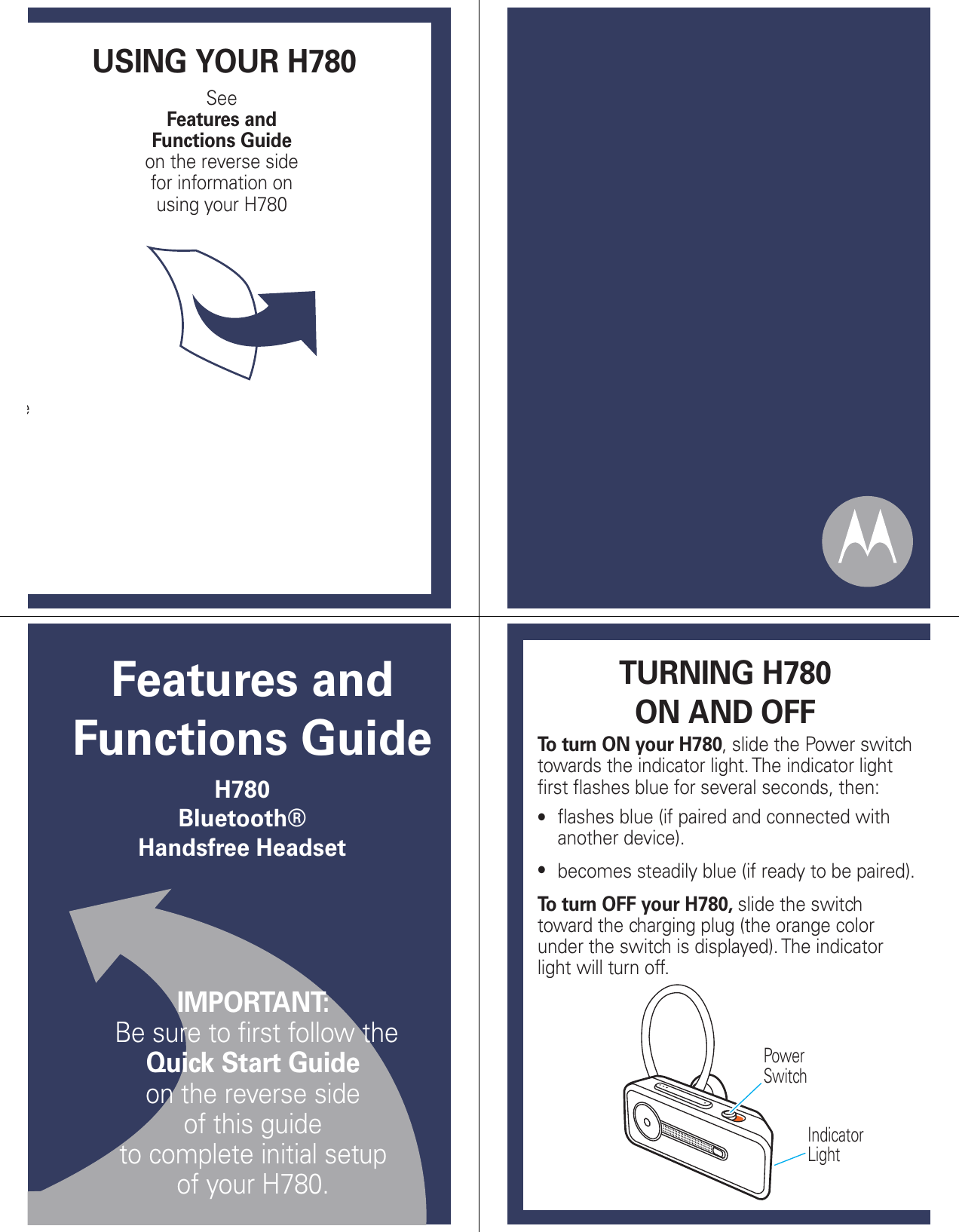 Page 4 of 7 - Motorola Motorola-H780-Users-Manual- H780 Quick Start Guide  Motorola-h780-users-manual