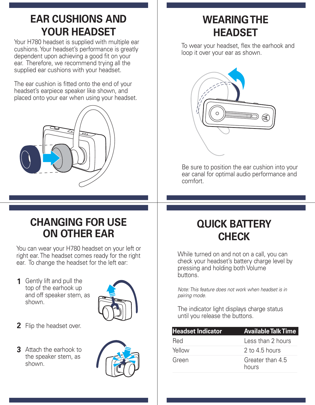 Page 5 of 7 - Motorola Motorola-H780-Users-Manual- H780 Quick Start Guide  Motorola-h780-users-manual