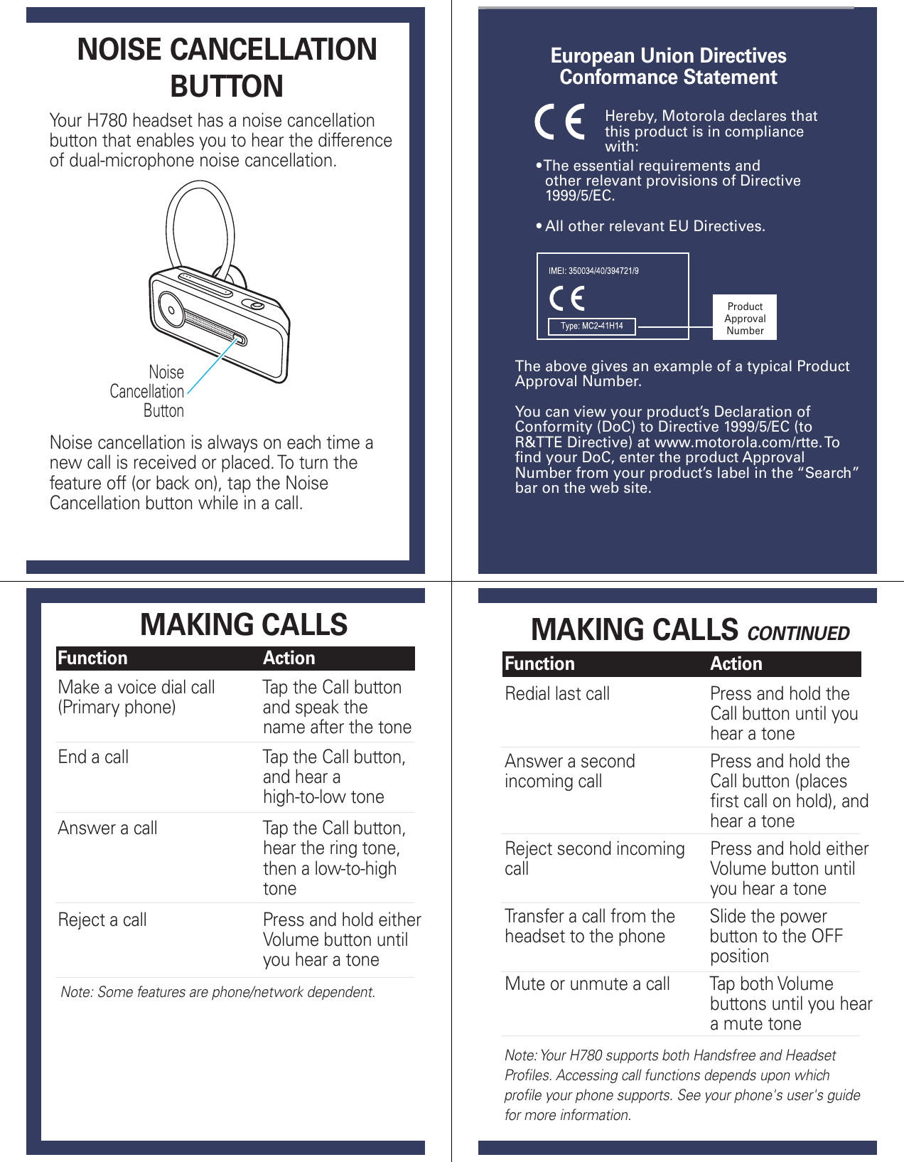 Page 6 of 7 - Motorola Motorola-H780-Users-Manual- H780 Quick Start Guide  Motorola-h780-users-manual