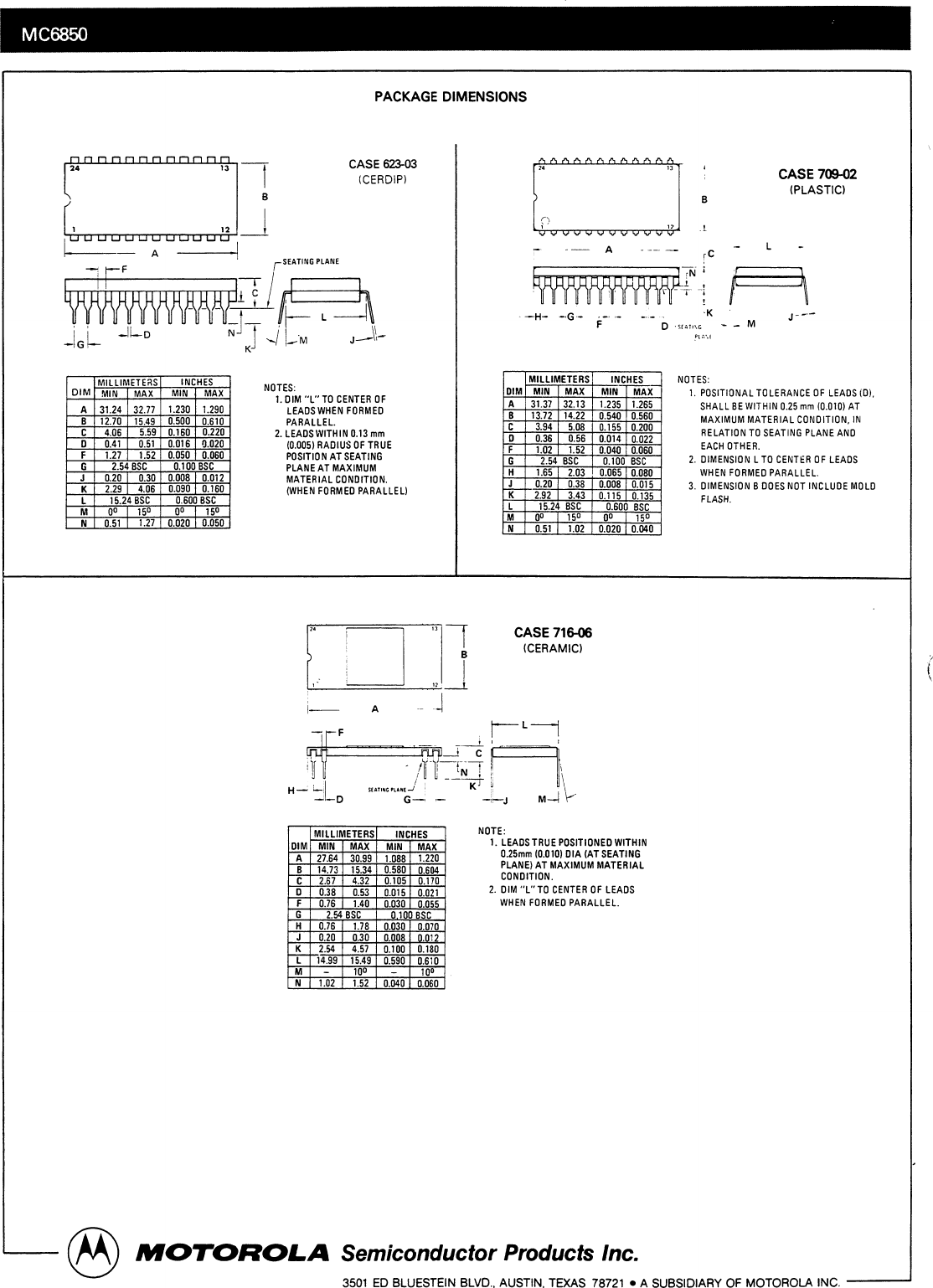 Motorola DATASHEET SEARCH SITE | WWW.ALLDATASHEET.COM MC6850 ACIA