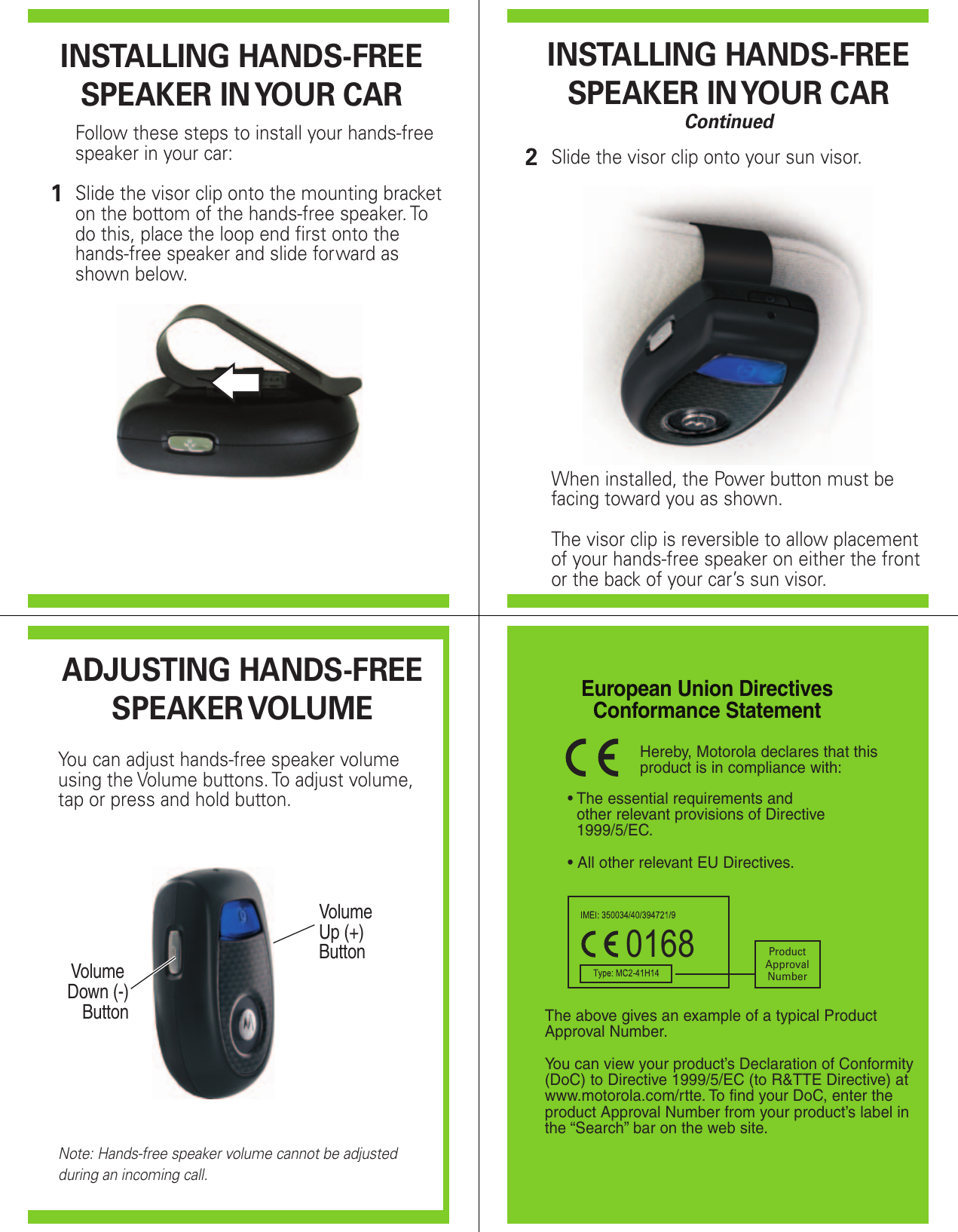 Page 4 of 5 - Motorola Motorola-Motorola-Bluetooth-Headset-T305-Users-Manual-  Motorola-motorola-bluetooth-headset-t305-users-manual