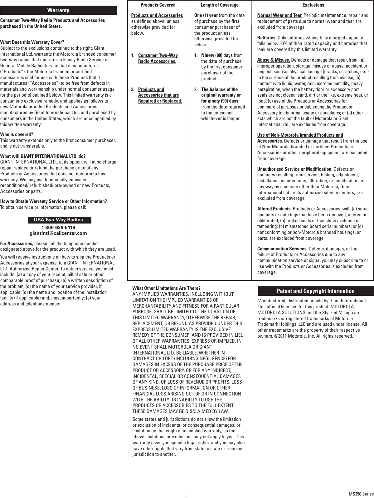 Page 5 of 5 - Motorola Motorola-Motorola-Ms350R-Two-Way-Radio-Ms350R-Users-Manual- Web  Motorola-motorola-ms350r-two-way-radio-ms350r-users-manual