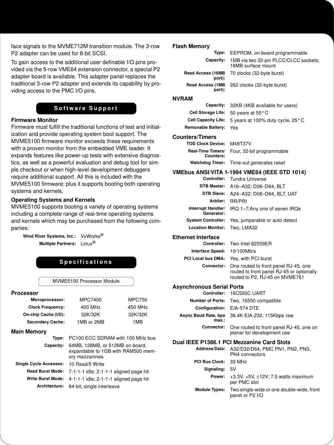 Page 3 of 5 - Motorola Motorola-Mvme5100-Series-Users-Manual- MVME5100 Series VME Processor Modules Data Sheet  Motorola-mvme5100-series-users-manual