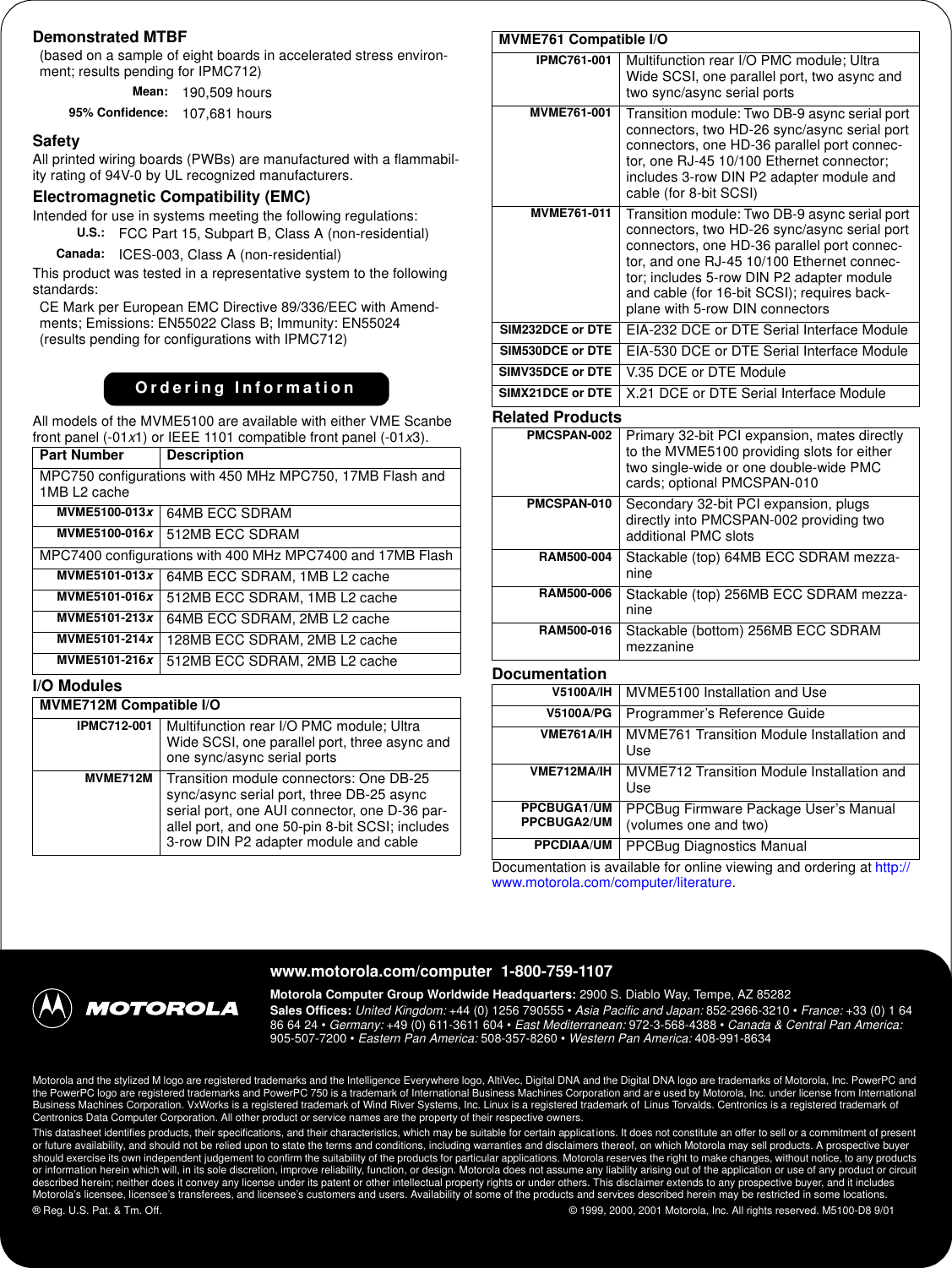 Page 5 of 5 - Motorola Motorola-Mvme5100-Series-Users-Manual- MVME5100 Series VME Processor Modules Data Sheet  Motorola-mvme5100-series-users-manual