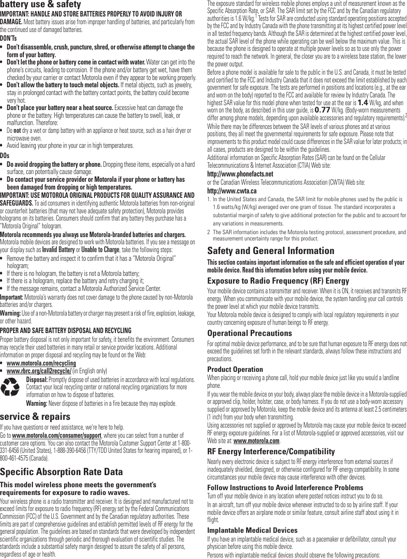 Page 6 of 10 - Motorola Motorola-Razr-V3S-Getting-Started-Guide- Motorola-razr-v3s-getting-started-guide